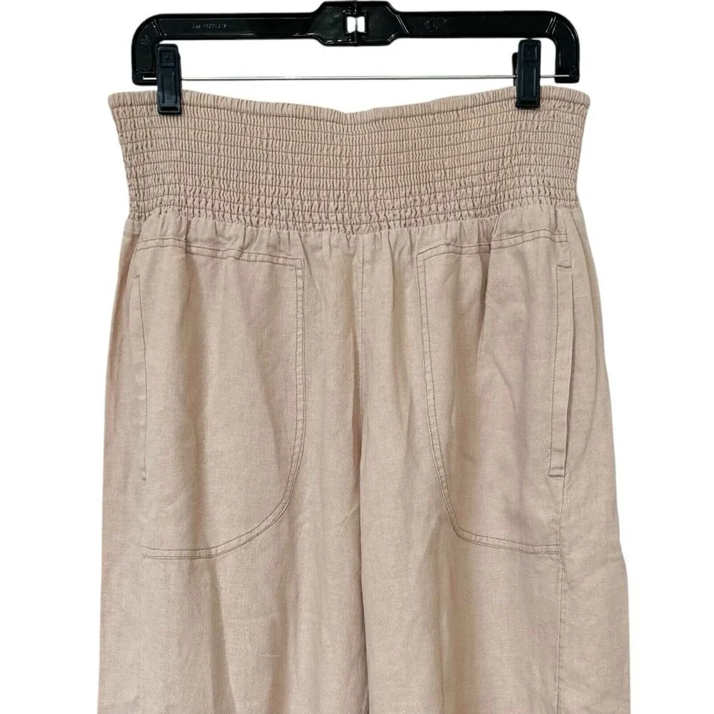 Anthropologie Blush Cropped Wide-Leg Drawstring Pants